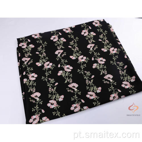 75D poli fiado chiffon com estampa floral rosa